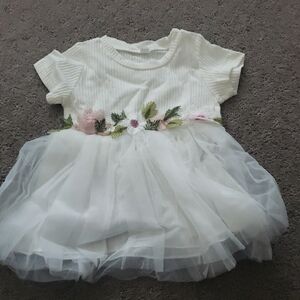 Baby White Dress with Floral Embroidery